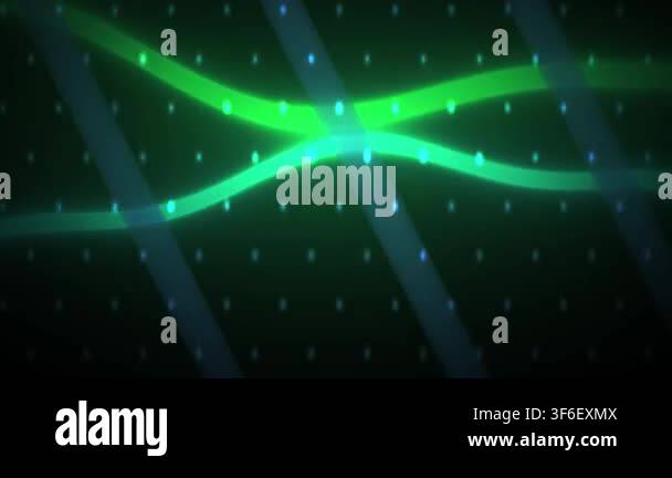Glowing green neon light technology background with intersecting lines ...