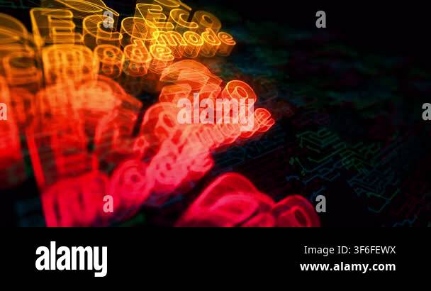 Eco mode and ecology friendly hologram symbol appears on a electronic ...