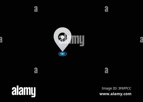 White location pin icon appears with a glowing blue base and a red ...