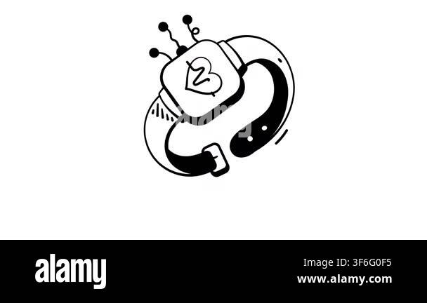 Creatively designed hand drawn icon animation of smartwatch, premium ...