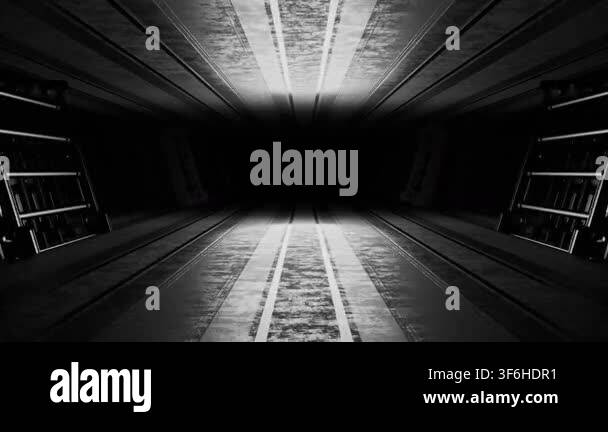 Monochrome Sci-Fi Tunnel Loop Motion Graphics Background Grungy ...