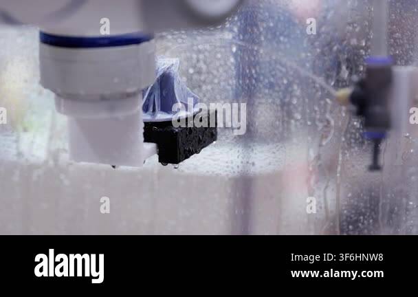 Cleaning process of modern machine tool operating details with clear ...