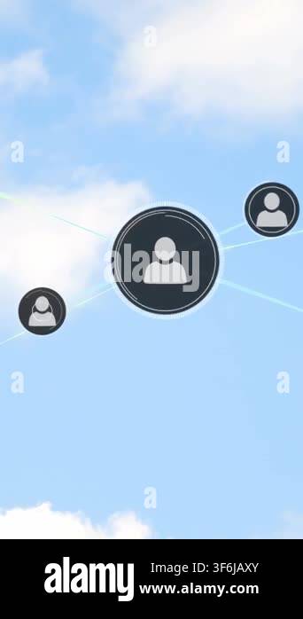 Vertical video: Central icon sending new links tech profile icons ...