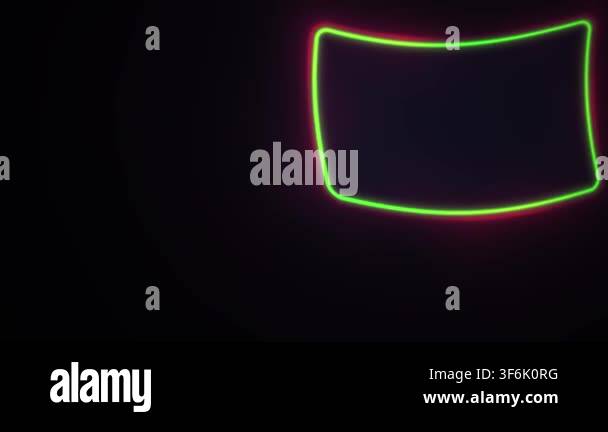 A minimalist neon green rectangular frame pulses against a dark ...