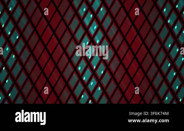 A dynamic motion graphic featuring a dark red diamond grid pattern with ...
