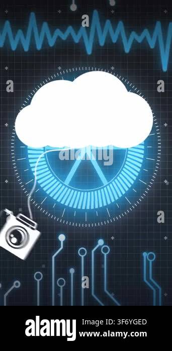 Vertical video: White cloud over hub pulsing, raising traces and ...