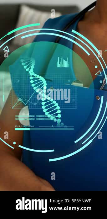 Vertical video: Nurse adjusting as camera panning up, AR DNA charts ...
