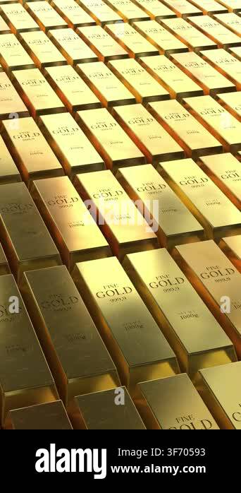 Gold ingots - camera zooms in - 3d 4k vertical animation (2160 x 3840px ...