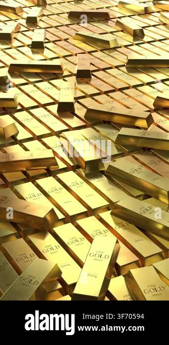 Gold ingots - camera zooms in - 3d 4k vertical animation (2160 x 3840px ...