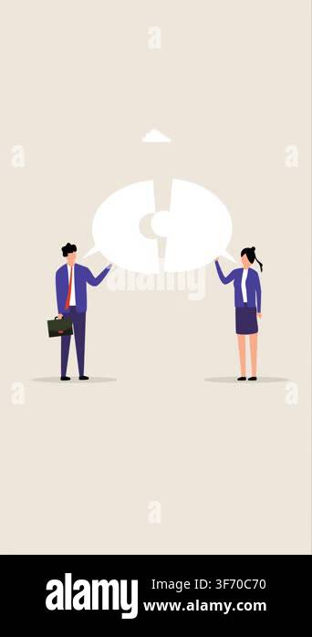 Business communication skills, animation of business people connect ...