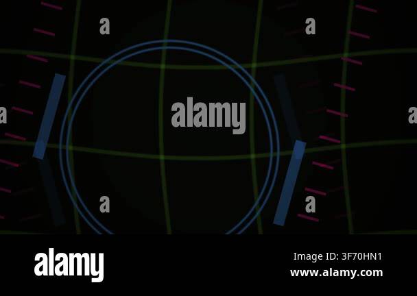 A high-tech digital HUD interface featuring a glowing circular ...