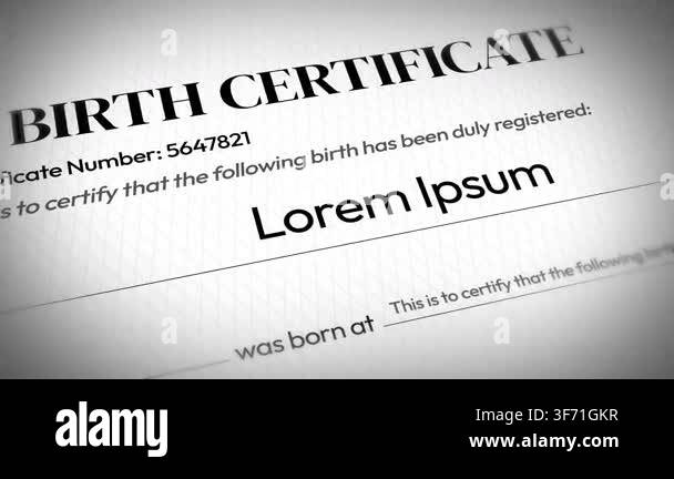 Official birth certificate with registration number certified details ...