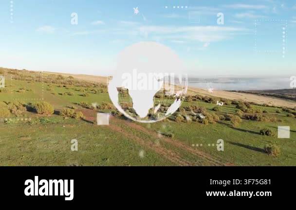 Camera looking down causing globe HUD appearing, camera flying right ...