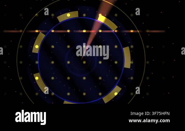 A high-tech digital radar interface featuring a rotating scanning beam ...