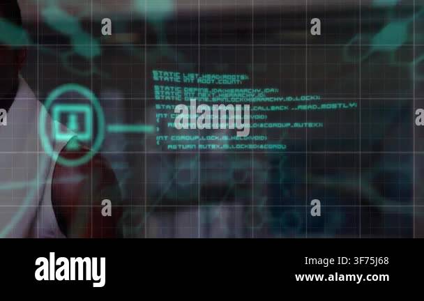 Animation of flowchart, palm and computer language, african american ...