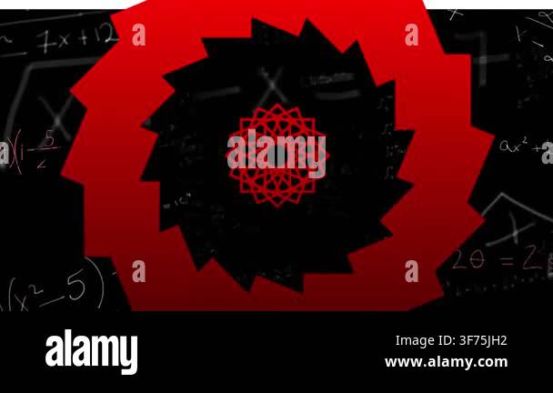 Animation of red shapes over black background with math formulas ...