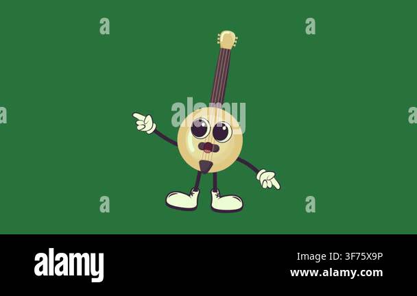cute cartoon guitar player character with music instrument vector ...