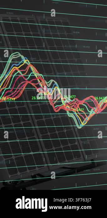Vertical video: Waveform taking live data for tech UI shifting on teal ...