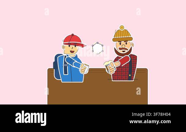 Animated sticker of two friendly cartoon men cheering and clinking beer ...