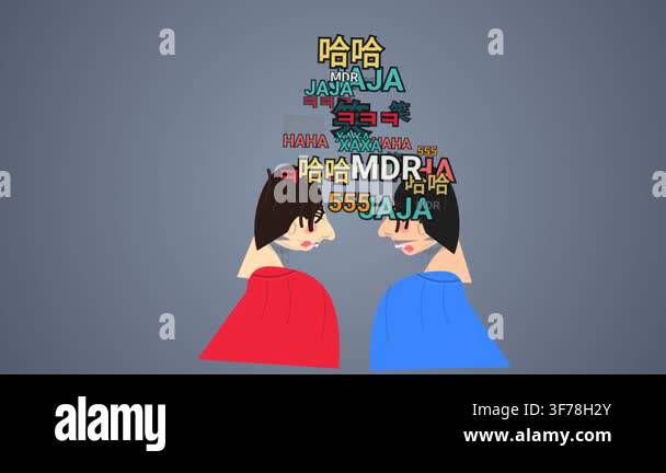 2D animation showing global communication concept with internet slang ...