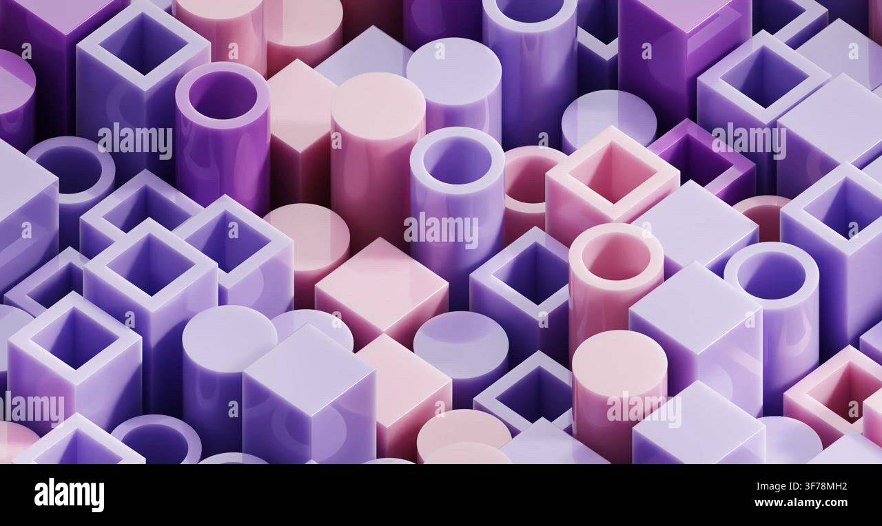 Colorful Geometric Shapes Create an Abstract Design in Purple Tones ...