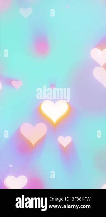 Romantic pastel background with glowing heart shapes in soft gradient ...