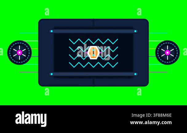 Futuristic Digital Dashboard Interface with Hexagonal Icon on Green ...