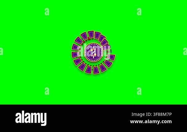 Abstract Purple and Yellow Circular Geometric Design Rotating on Green ...