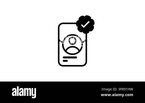 This icon features an identification card profile with a verification ...
