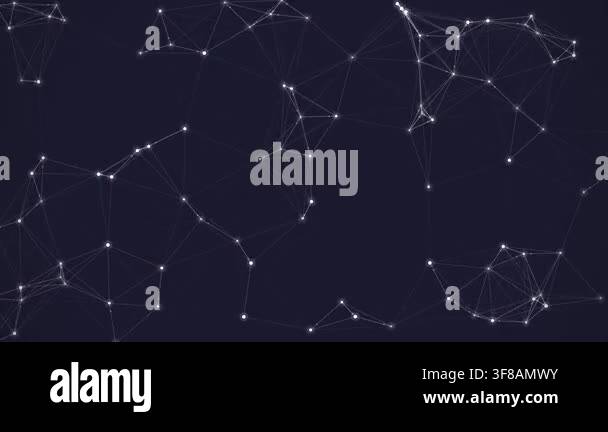A dynamic 4K animation featuring glowing white dots and connecting ...