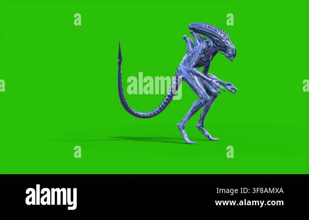 Alien Monster Green Screen Roar Idle Side Loop 3D Animations rendering ...