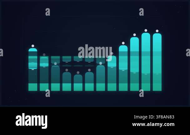 A dynamic digital bar graph visualization with fluctuating levels and ...