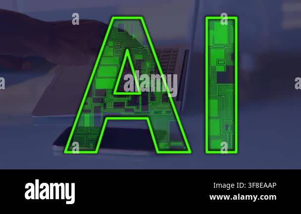 Computer user approaching laptop, typing and testing AI overlay varying ...