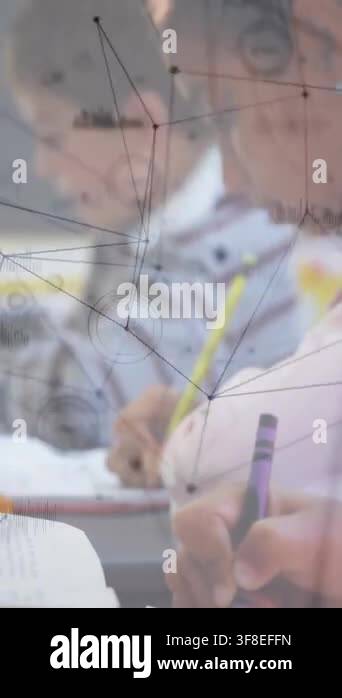 Vertical video: Cam moving right focusing right pupil writing as tech ...
