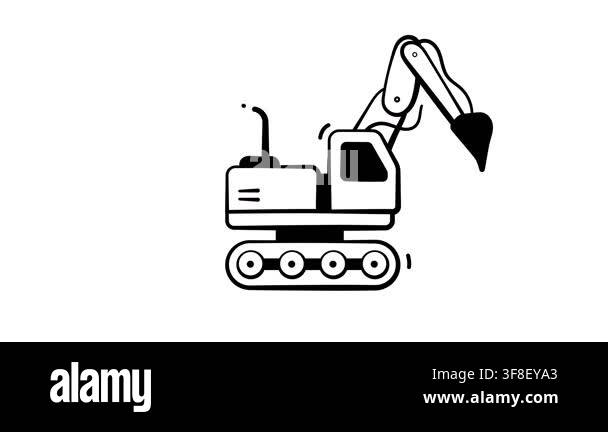 Excavator animated icon representing heavy construction machinery and ...