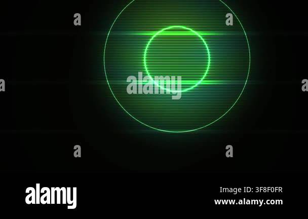 A dynamic motion graphic featuring a glowing green circle pulsing ...