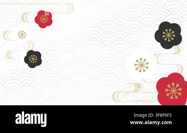 Looping animation video of spinning plum blossoms on a traditional ...