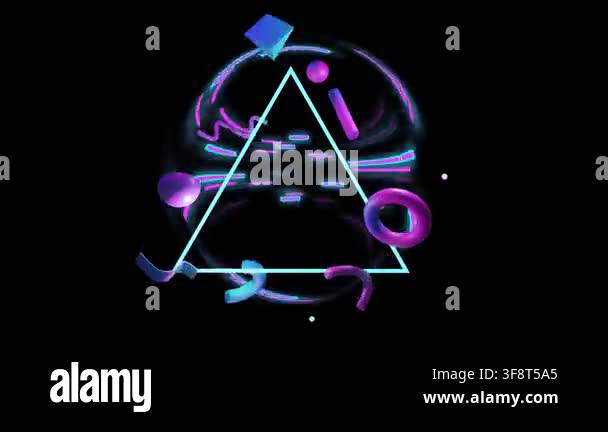 Cyan triangle rotating in glossy sphere for tech demo, lasers sweeping ...