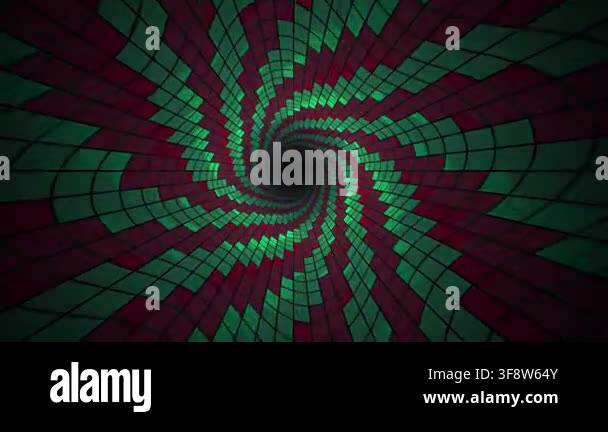 A mesmerizing 3D tunnel animation featuring rotating geometric grid ...