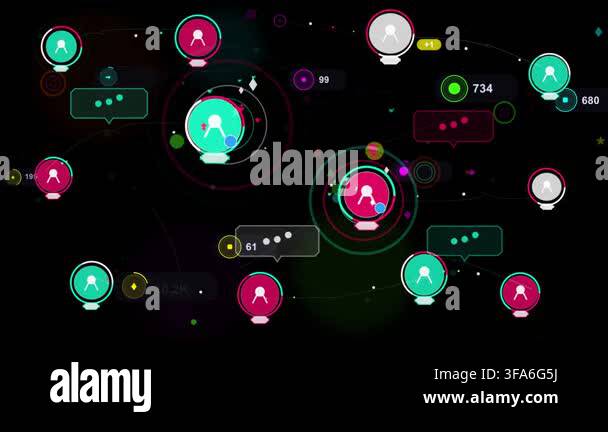 On data ping two central nodes activating, expanding rings, updating ...