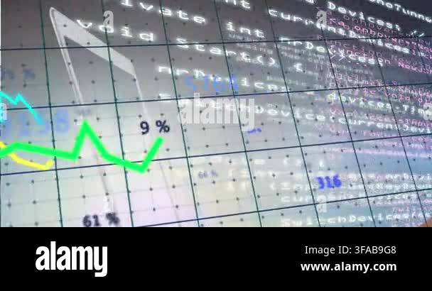 Animation of statistical data processing over grid network against grey ...