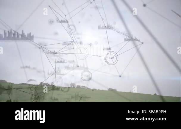 Animation of network of connections and network of connections on white ...