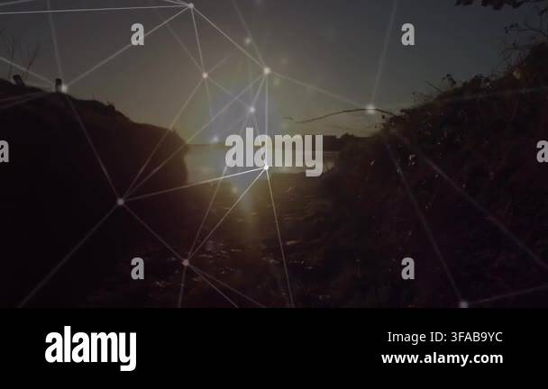Animation of network of connections over landscape. global connections ...
