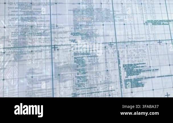 Animation of data processing over white background with lines. global ...