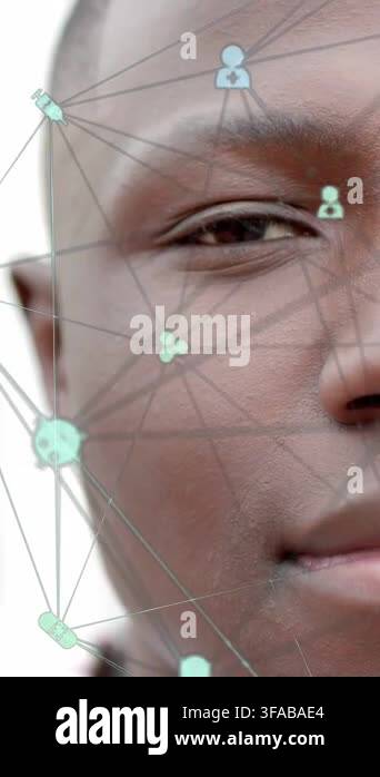 Vertical video: Male model smiling with medical animation sliding ...