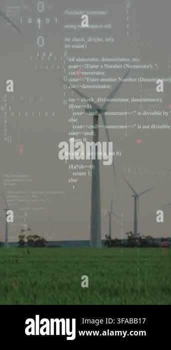 Vertical video: On telemetry pulse central turbine rotating as C++ code ...
