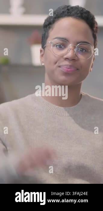 Portrait of African Woman Showing Stop Sign by Hand, Vertical Video ...