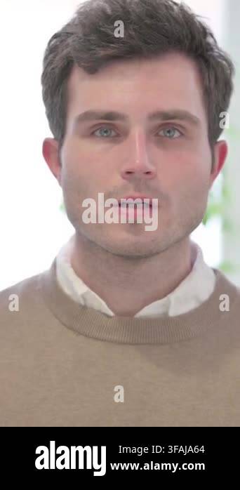 Portrait of Man Showing Stop Sign by Hand, Vertical Video Stock Video ...