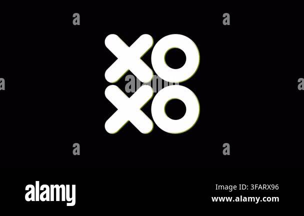 XOXO love romantic greeting symbol with glitch noise effect. Abstract ...