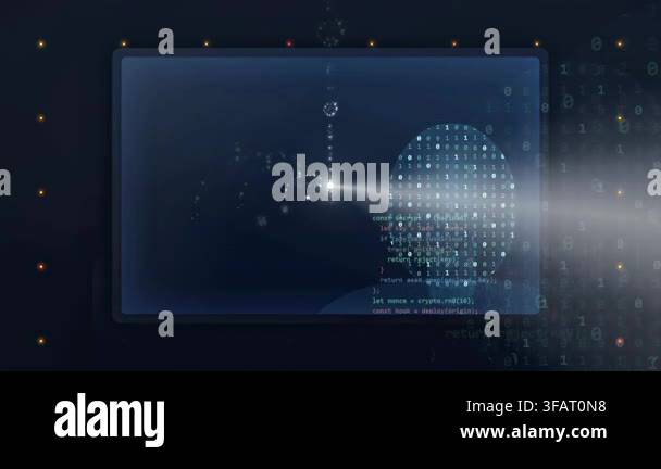 Abstract digital animation of a glowing light beam scanning a lung ...